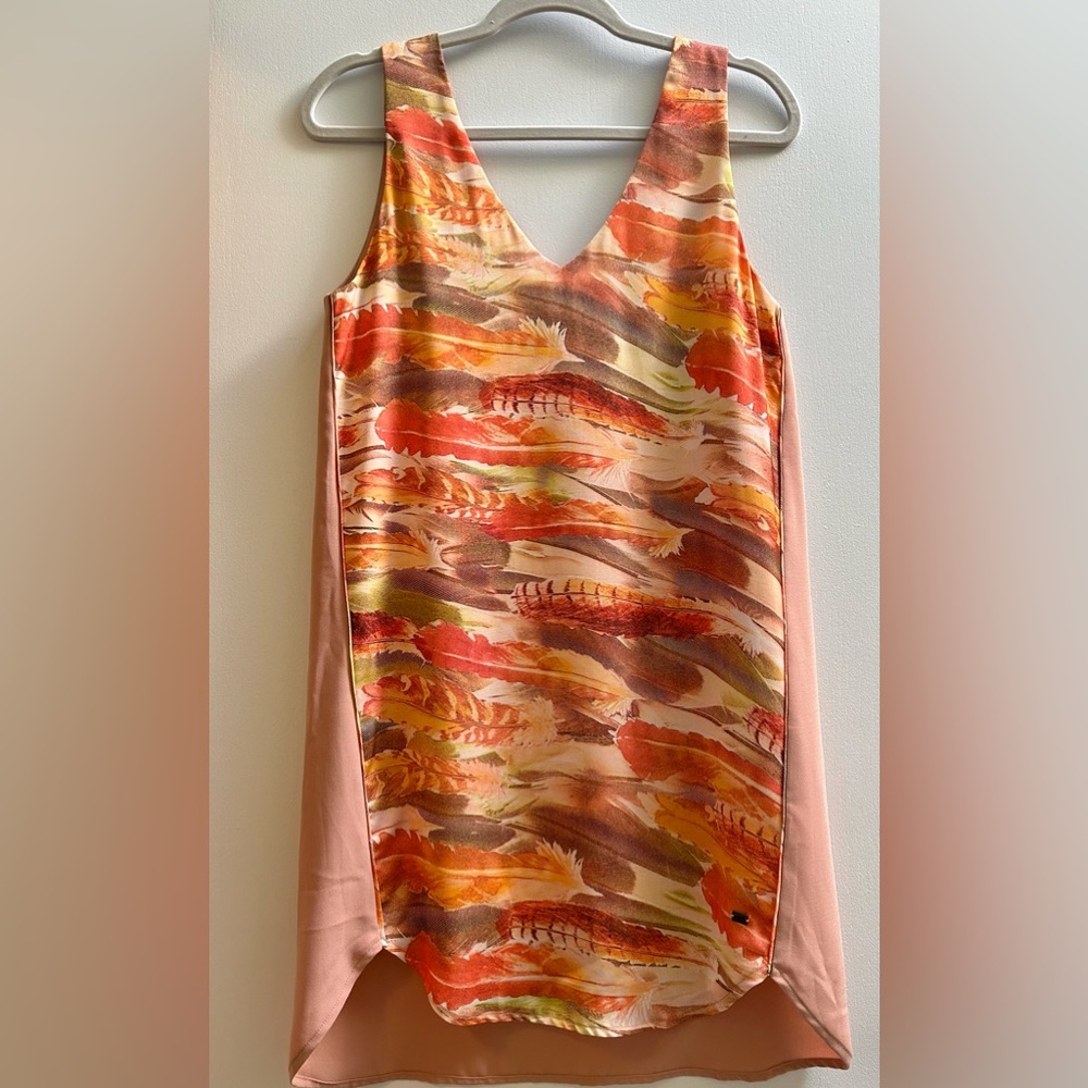 Monk & Lou Orange Earth Feathers Shift